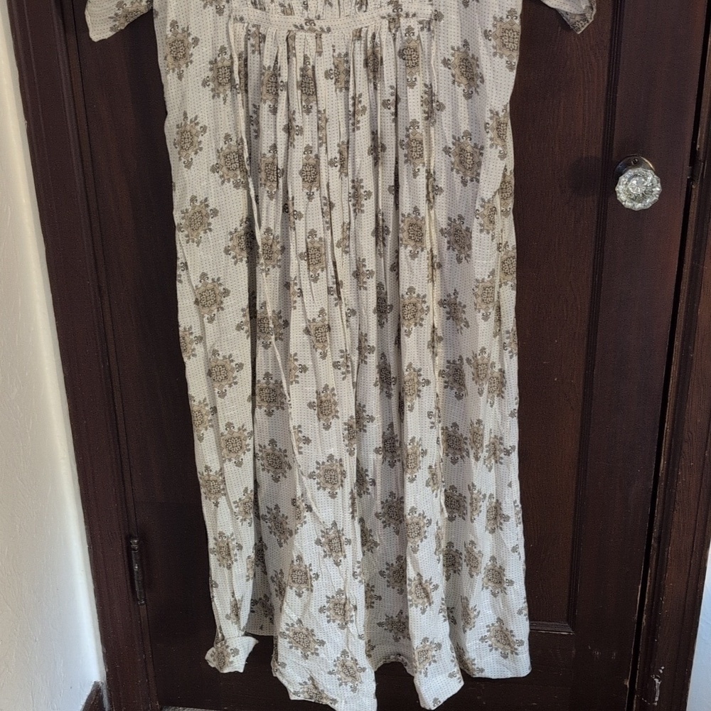 Free People Oasis Maxi Dress Bohemian Flowy Short Sleeve Beige Size XS Oversized - Picture 7 of 13